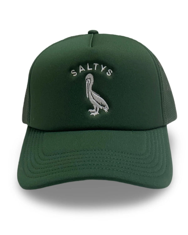 SALTY'S PELICAN TRUCKER CAP - GREEN