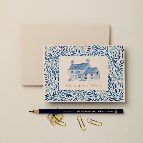 BLUE FLORAL "HOME SWEET HOME" CARD