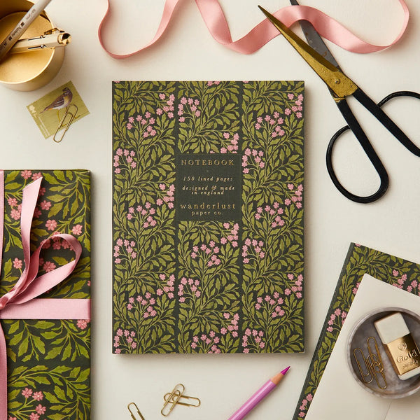 GREEN FLORAL NOTEBOOK