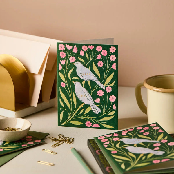 LOVEBIRDS WITH LOVE CARD