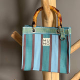 MUNO MINI TOTE WITH BAMBOO HANDLES - OCEAN