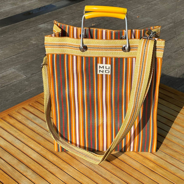 MUNO LARGE TOTE WITH SHOULDER STRAP - SUNSET STRIPE
