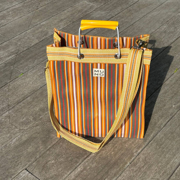 MUNO LARGE TOTE WITH SHOULDER STRAP - SUNSET STRIPE