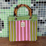 PRE ORDER MUNO MINI TOTE WITH BAMBOO HANDLES - LIME ZEST