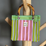PRE ORDER MUNO MINI TOTE WITH BAMBOO HANDLES - LIME ZEST