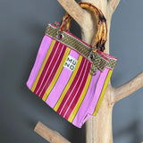 MUNO MINI TOTE WITH BAMBOO HANDLE - BERRY