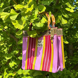 MUNO MINI TOTE WITH BAMBOO HANDLE - BERRY