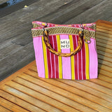 MUNO MINI TOTE WITH BAMBOO HANDLE - BERRY