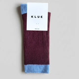 Klue Merino Wool Socks - Burgundy & Sky Blue