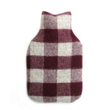Cosy Check Pure New Wool Water Bottle - Burgandy