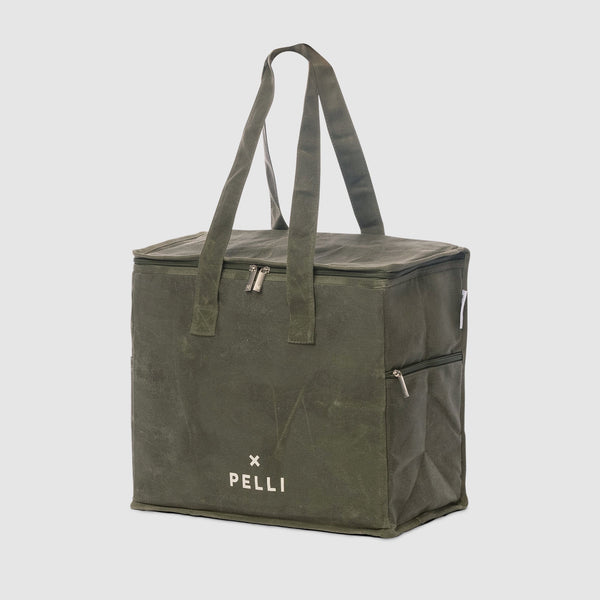 PELLI CHILL HOMIE WAXED CANVAS LARGE COOLER BAG - ARMY