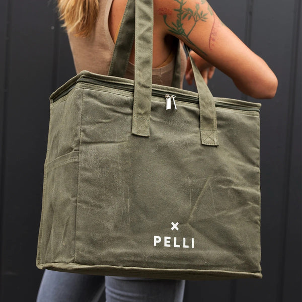PELLI CHILL HOMIE WAXED CANVAS LARGE COOLER BAG - ARMY