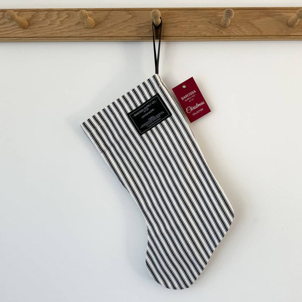 CHRISTMAS STOCKING - GREY FARMHOUSE STRIPE