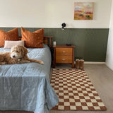 CHECKERED RUG - RUST AND NATURAL