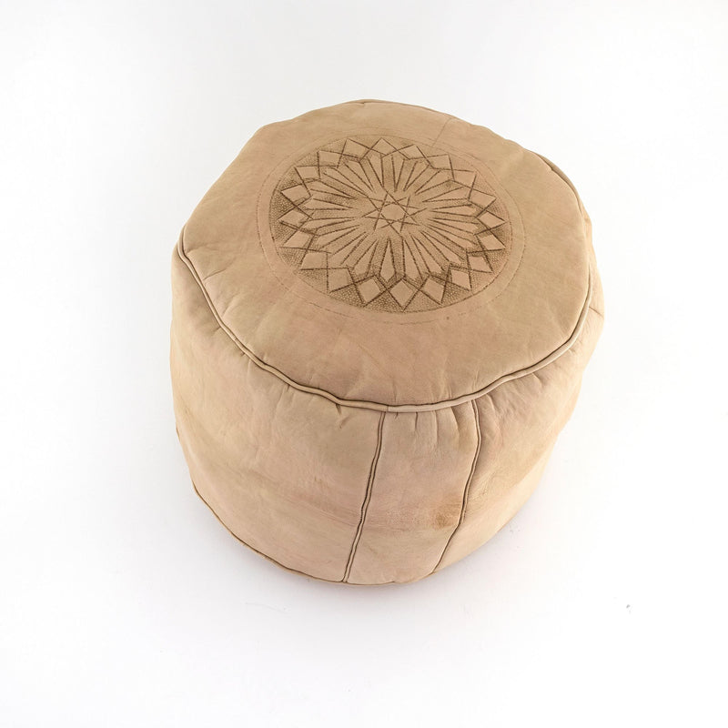 CHABI CHIC LEATHER POUFFE – NATURAL