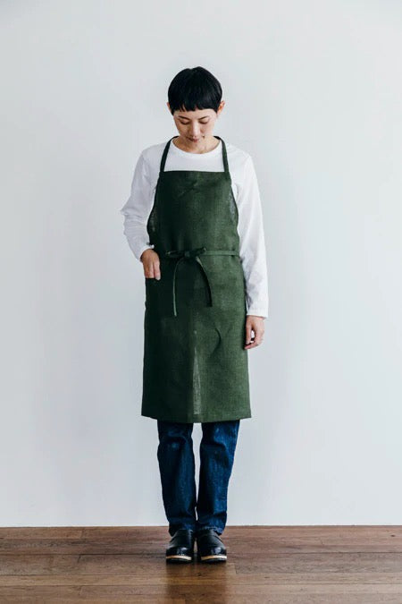 FOG LINEN APRON - OLIVE