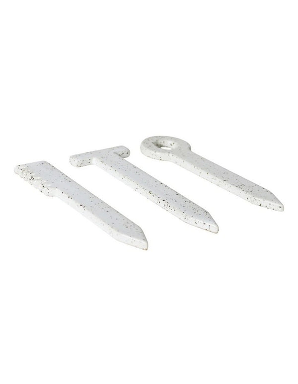 HERB GARDEN STAKES SET OF 3 - WHITE SPECKLE
