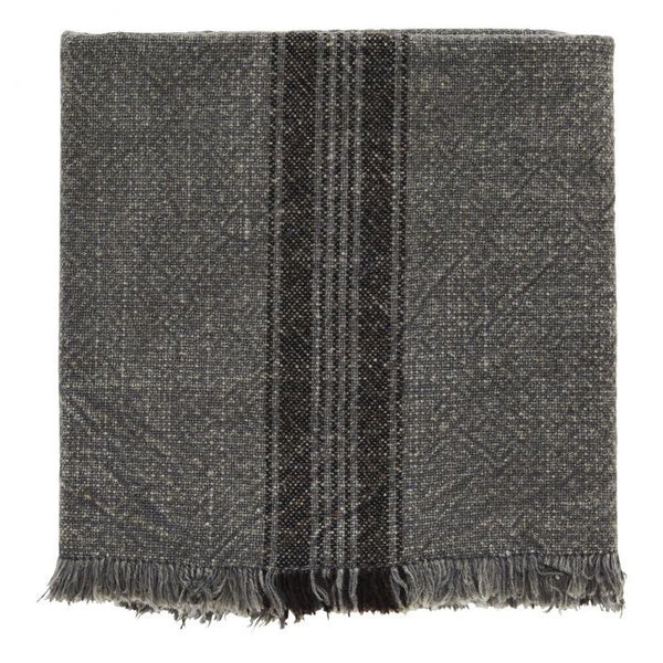 STONEWASH TEA TOWEL W/FRINGES - DARK GREY