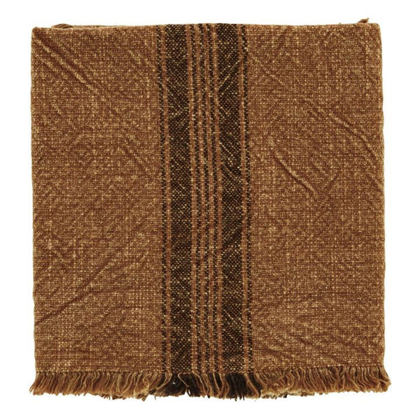 STONEWASH TEA TOWEL W/FRINGES - RUSSETT