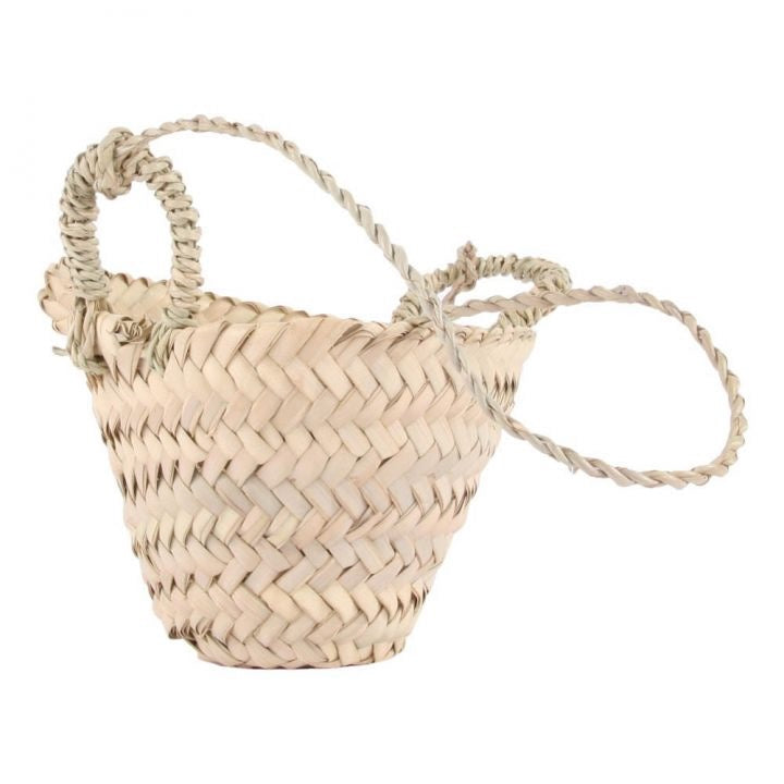 WOVEN PALM LEAF HANGING BASKET - SMALL