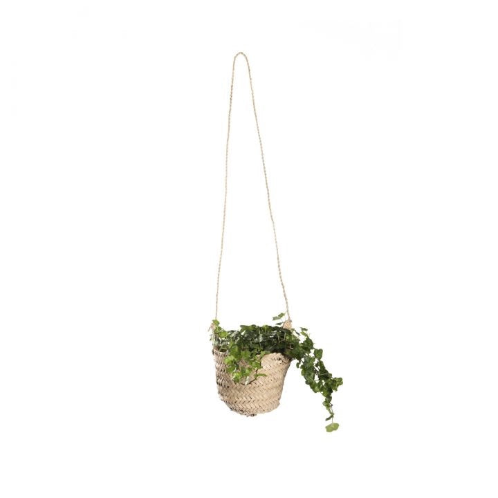WOVEN PALM LEAF HANGING BASKET - SMALL